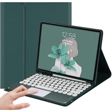 Imagem de Capa de teclado para iPad 10.2/10.5 para iPad 9/iPad 8/iPad7 Generation (2021/2020/2019) Touchpad Teclado destacável com porta-lápis - Capa inteligente de couro fino para iPad air 3/Pro 10.5, Cerceta