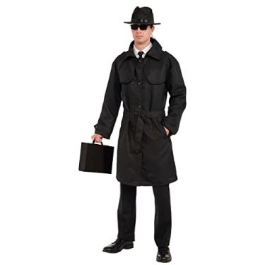 Imagem de Forum Novelties Agente Secreto Fantasia Agente Espião Trench Coat, Preto, Padrão, Preto, Tamanho Único