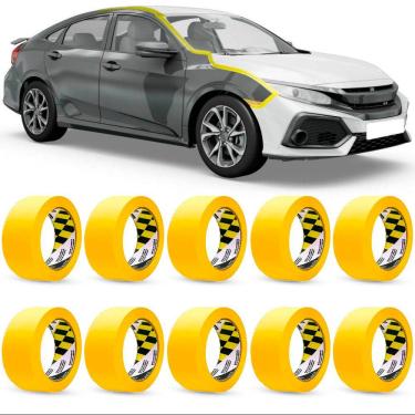 Imagem de Kit 10 Fitas Crepe Automotiva Adelbras Amarela 48mm x 40m Larga