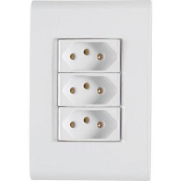 Imagem de Conj 4x2 3 Tomadas 2p+t 10 A 250 V Tramontina Liz Branco