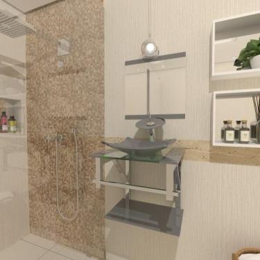 Imagem de Gabinete De Vidro Para Banheiro 40cm Inox Prata - Cubas E Gabinetes