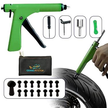 Imagem de GRAND PITSTOP Kit de reparo de perfuração de pistola de pneu sem câmara de ar com plugue de cogumelo para perfurações de pneus e furadeiras em carros, motocicletas, quadriciclos, caminhões e tratores