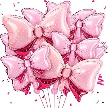 Imagem de 10 peças de balão de rato com laço rosa, balão, mouse, decoração de festa, gravata-borboleta, balão rosa, balão jumbo, balão para casamento, chá de panela, decoração de festa, 2 tamanhos
