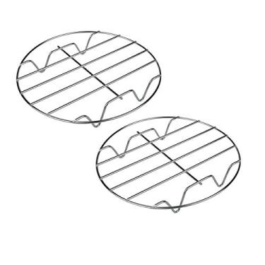 Imagem de Rack de cozinha T&B 304 redondo de aço inoxidável para assar e resfriar com suporte de panelas cromadas pesadas para cozimento em tom de prata conjunto de 2, Prata, 8 Inch Pair, 1
