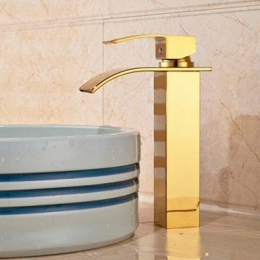 Imagem de Torneira Misturador Monocomando Banheiro/Lavabo Bica Alta Prime Dourada - Premierdecor