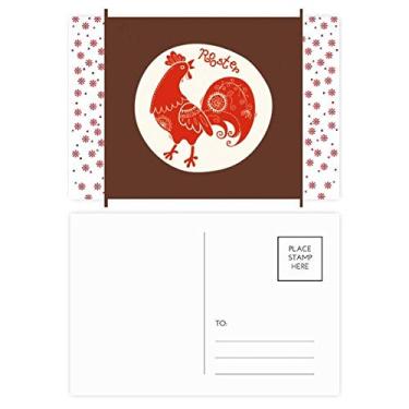 Imagem de Ano do galo animal China zodíaco vermelho Natal flor celebração cartão postal bênção postal