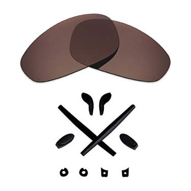 Imagem de Lentes de reposição e kits de borracha Mryok para óculos de sol Oakley Juliet – Opções, Bronze Brown Polarized Lenses & Black Rubber Kits, One Size
