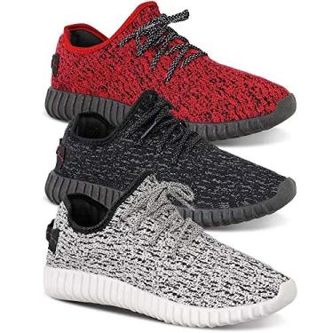 Imagem de Kit 3 Pares Tenis Masculino Caminhada Yzi Esporte Leve - Vermelho/Preto/Cinza - 43