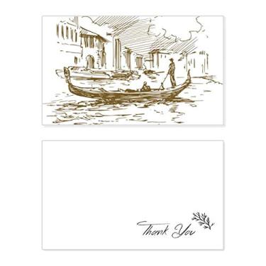 Imagem de River Boat Paisagem de desenho de ponto de agradecimento Cartão de Aniversário Aniversário Agradecimento Casamento