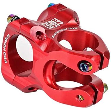 Imagem de Haste de bicicleta 31,8 de 35 mm, liga de alumínio, CNC, haste curta de guidão, elevador ultraleve MTB BMX DH FR para a maioria das bicicletas, bicicleta de estrada, mountain bike, acessórios de guidão de ciclismo (vermelho)