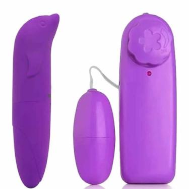 Imagem de Vibrador Feminino Ponto G Golfinho a Prova Dágua e Bullet Massageador Estimulador Clitóris Lilás Sex Shop