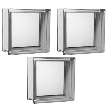 Imagem de Kit 3 Tijolos Bloco De Vidro Transparente 19x19x8 Tradestar
