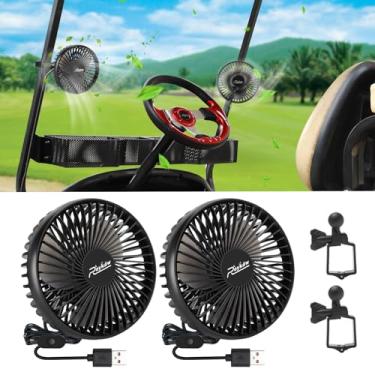 Imagem de Roykaw Ventilador de carrinho de golfe entrada USB portátil para EZGO Club Car Yamaha, configurações de 3 velocidades, rotação de 360 graus, longa duração, design de baixo ruído, liberação rápida e não cairá - 2 peças