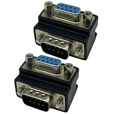 Imagem de Dafensoy RS232 DB9 pino macho para fêmea conector adaptador de acoplador de trocador de 90 graus, DB9 9 pinos RS 232, adaptador conversor de extensão serial para aplicações seriais (pacote com 2)