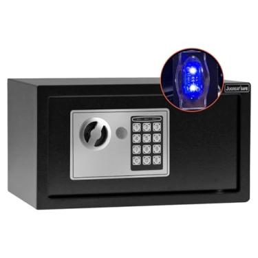 Imagem de JUGREAT Caixa de segurança, cofre eletrônico digital com luz de indução, estrutura de aço escondida com trava, design de ancoragem de parede ou gabinete para escritório em casa, hotel, negócios, 0,4