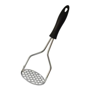 Imagem de Amassador Espremedor De Batata Inox Profissional Cabo Revestido Plástico Anti Calor Cor do Cabo Preto para Batatas Legumes Feijão Papinha de Nenem