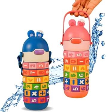 Imagem de Garrafa Térmica Infantil Aço Inox 430ML Garrafa Térmica Educativa Tabuada Números, Mantém 12h Quente e Gelado, Design Infantil Livre BPA Parede Isolamento Térmico UTIMAIS+ (Rosa)