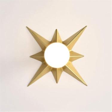 Imagem de Luz dourada da parede do sol conduziu a lâmpada de parede do metal quarto arandela sala estar jantar corredor iluminação decoração, ouro