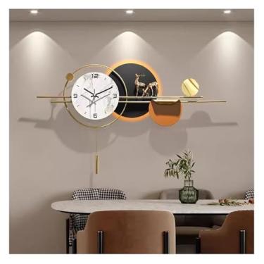 Imagem de JINMLBO Relógios de parede grandes para decoração de sala de estar, relógio de parede silencioso moderno com pêndulo arte de parede de metal 3D relógio silencioso decoração de parede para quarto
