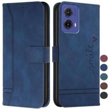Imagem de GYHOYA Capa carteira para Moto G85 5G com suporte para cartão fecho magnético de couro PU flip à prova de choque capa protetora flip para Motorola Moto G85 5G azul HX
