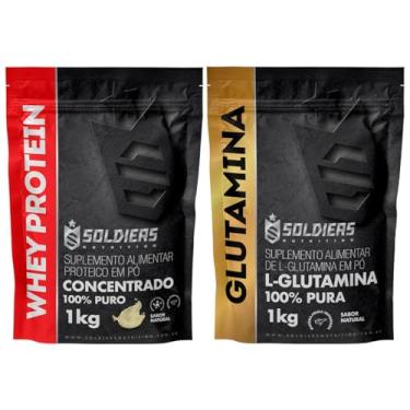 Imagem de Kit: Whey Protein Concentrado 1Kg + Glutamina 1Kg - 100% Importado - Soldiers Nutrition Sabor:Natural