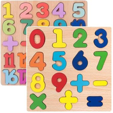 Imagem de Quebra-Cabeça de Madeira 3D Brinquedo Educativo e Pedagógico Numeros Colorido Tabuleiro MDF Grande Matemática Escolar Linha Premium M5 Armarinhos
