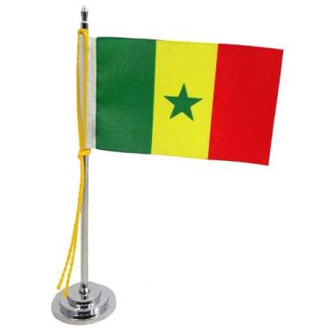 Imagem de Mini Bandeira de Mesa da Senegal 15 cm Poliéster - SP Bandeiras 