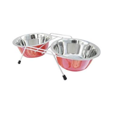 Imagem de Comedouro Duplo American Pets para cães com base - Cores Sortidas - 24