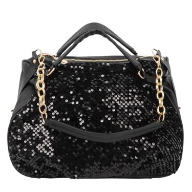 Imagem de ZLM BAG US Bolsa feminina punk rebite Hobo grande bolsa transversal de couro com alça superior, B - lantejoulas, One Size