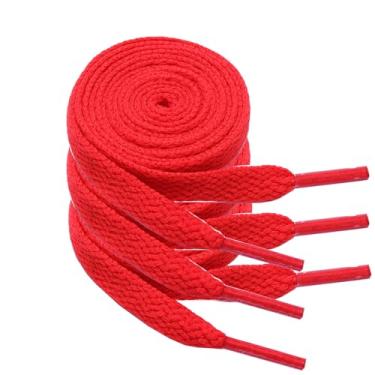 Imagem de Kotii 3 pares de cadarços planos para tênis, cadarços coloridos para botas de corrida atléticas, cordas para crianças e adultos, Vermelho, vermelho e vermelho, 39inch(100cm)