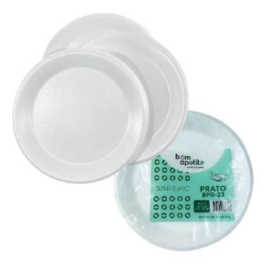 Imagem de Prato isopor raso 23cm descartavel c/25 churrasco festa - Bom Apetite