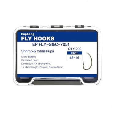 Imagem de Eupheng Ganchos para moscas sortidos dos melhores tamanhos, ninfa molhada seca, camarão e pupa, flâmula, caddis, gabarito, moscas Scud pacote de grande valor, ganchos de pesca forjados de bronze micro