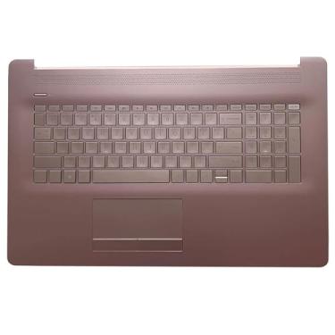 Imagem de Teclado retroiluminado de substituição, apoio para as mãos, capa superior, touchpad, layout dos EUA para montagem de laptop HP 17T-by 17Z-CA 17-by 17-CA L28089-001 Rosa tranquilo