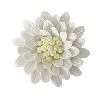 Imagem de AMERRY Marguerite, arte de parede de flor de cerâmica de 12 cm, escultura de parede de flor artificial, flores de porcelana 3D feitas à mão, decoração de parede 3D, decoração de parede de flor de