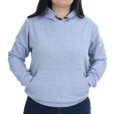 Imagem de Blusa Moletom Canguru Flanelado Feminino Liso - Elite, Cinza, M