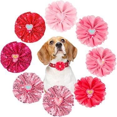 Imagem de Weewooday 8 Pieces Dog Collar Embellishment Dog Bow Tie Collar Flower Attachment Bows Dog Collar Slide Charms for Small Medium Dogs Cats Puppy Pet Grooming Accessory