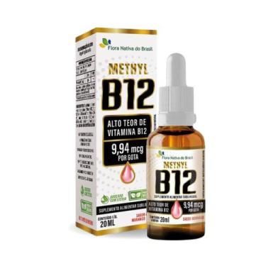 Imagem de Vitamina B12 Sublingual Metilcobalamina 9,94mcg Gotas Sabor Morango 20