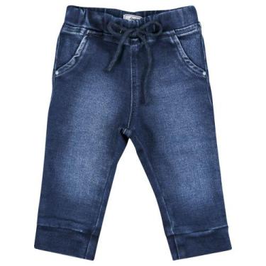 Imagem de Calça Look Jeans Jogger Moletom Jeans - UNICA - G, G, Azul
