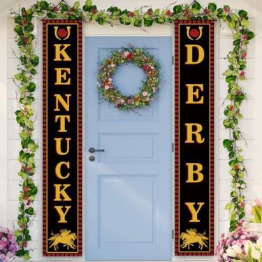 Imagem de Kentucky Derby Decorações Placa de boas-vindas de corrida de cavalos Churchill Downs Run for The Rose Decor Kentucky Decorações de festa e suprimentos para festa em casa