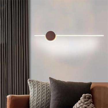 Imagem de Luminária de parede LED de madeira, arandelas de parede com listras longas, luzes de cabeceira modernas para ambientes internos, luz de espelho linear de alumínio, iluminação de parede criat