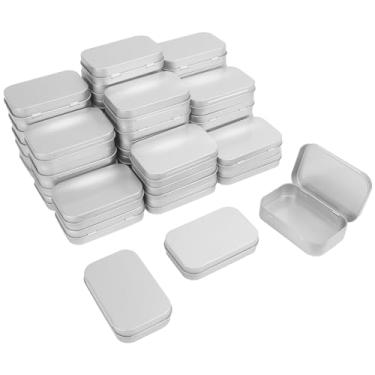 Imagem de GENHAKON 40 Peças 3,7x2,36x0,86", Recipientes de Caixa de Lata Articulados Prata, Recipiente de Caixa de Lata com Tampas Articuladas para Itens Pequenos, Como Doces, Cabo Usb, Pílu (40 Pcs Tampas Arti