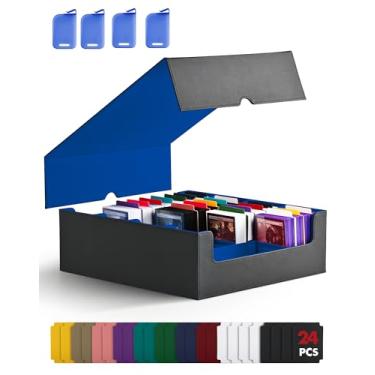 Imagem de ZLCA caixa de armazenamento de cartão para mtg ptcg, caixa de deck de comandante contém mais de 2.400 cartas, estojo de armazenamento de cartão com 4 rolhas, organizador de cartão para cartõ