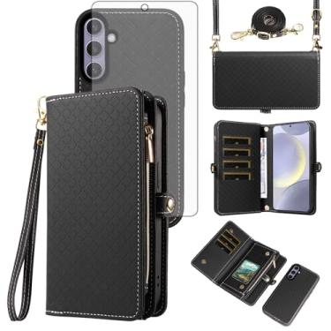 Imagem de Asuwish Capa de celular para Samsung Galaxy S24 Plus/S25 Plus S24+ S25+ 5G carteira com zíper com protetor de tela, alça transversal, suporte para cartão S24Plus 24S + S 24 24+ S25Plus 25S 25+
