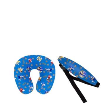 Imagem de Kit Almofada de pescoço + Faixa Apoio Suporte Cabeça de Bebê Cadeirinha Carro (Kit Sonic)