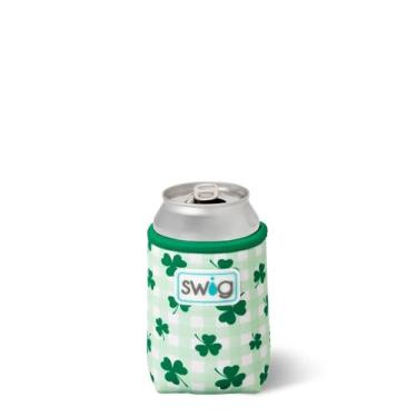 Imagem de Swig Life Standard Can Coolie, suporte de lata de 340 g, refrigerador isolado de neoprene com bolso, capas para garrafas de cerveja padrão de 355 ml, acessórios de praia para mulheres (Shamrock the