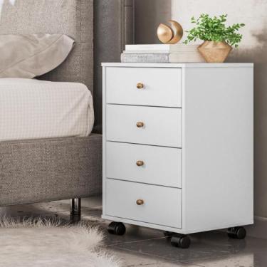 Imagem de Mesa de Cabeceira 4 Gavetas Presence - Demóbile, Branco