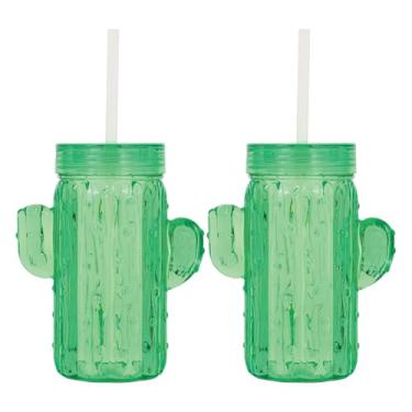 Imagem de Supreme Housewares Copos de água de 368 g com tampa e canudo, copos de plástico acrílico durável, conjunto de 2, copos de plástico à prova de estilhaçamento reutilizáveis sem BPA (copo em forma de