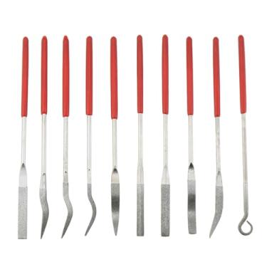 Imagem de DGZZI 10 peças mini conjunto de limas de diamante de agulha plana quadrado formato redondo Arquivos de rifler de agulha plana quadrada formato redondo para joias de pedra cerâmica metal entalhe áspero