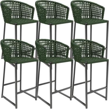 Imagem de Kit 06 Banqueta Para Área Gourmet Cozinha Varanda Corda Náutica Porto 