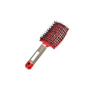 Imagem de Escova de cabelo doméstica para meninas, pente de massagem para couro cabeludo, escova de cabelo cacheado molhado para salão de cabeleireiro, ferramenta de estilo (vermelho)